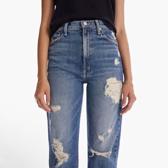 Mother Superior High Waisted Study Hover Distressed Jean Peaches and Screams 24 - Picture 2 of 16